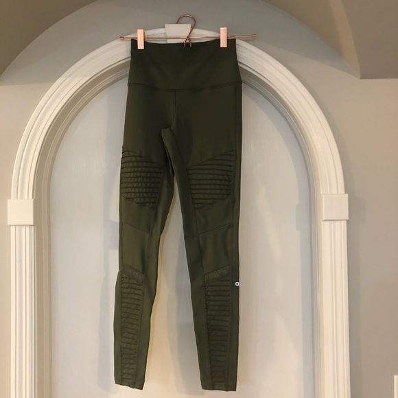 ALO Yoga Green High-Waisted Moto Leggings - Picture 3 of 7